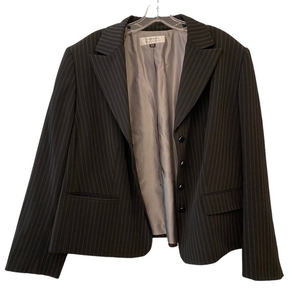 Tahari ASL Black Pin Stripe Suit Coat Jacket Size 20W - Picture 3 of 8